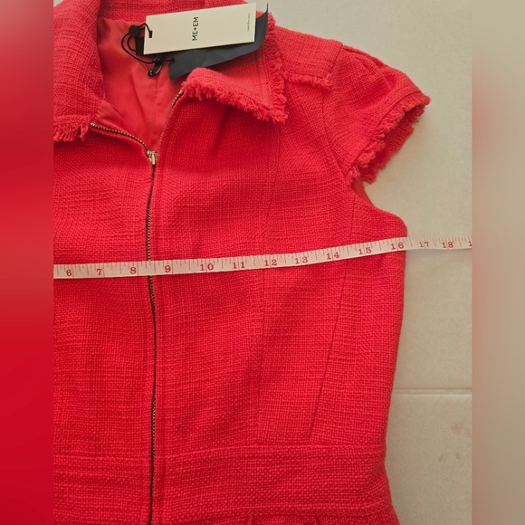 NWT ME+EM Textured Zip-Up Jumpsuit Tulip Red Size 2 - Picture 11 of 16